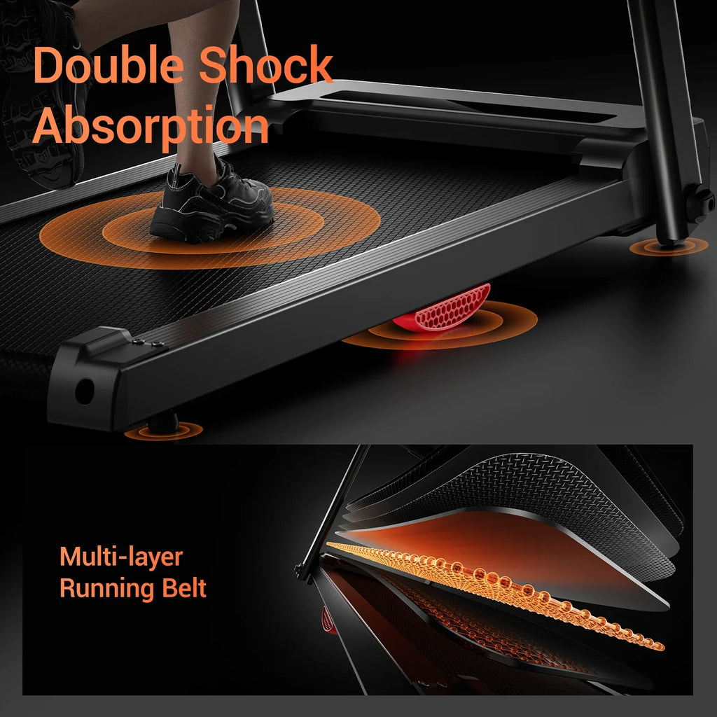 Folding Treadmill, Up to 7.5 mph, Bluetooth Audio and LED Display