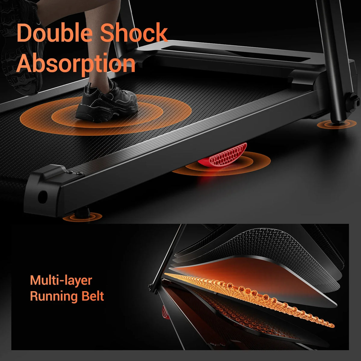 Folding Treadmill, Up to 7.5 mph, Bluetooth Audio and LED Display