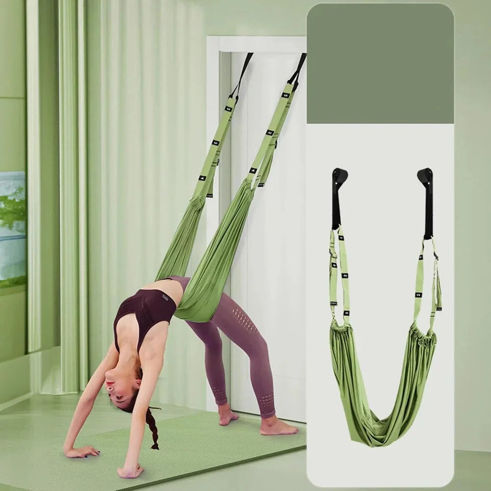 Adjustable Aerial Yoga Sling with Door Anchors and Carry Bag