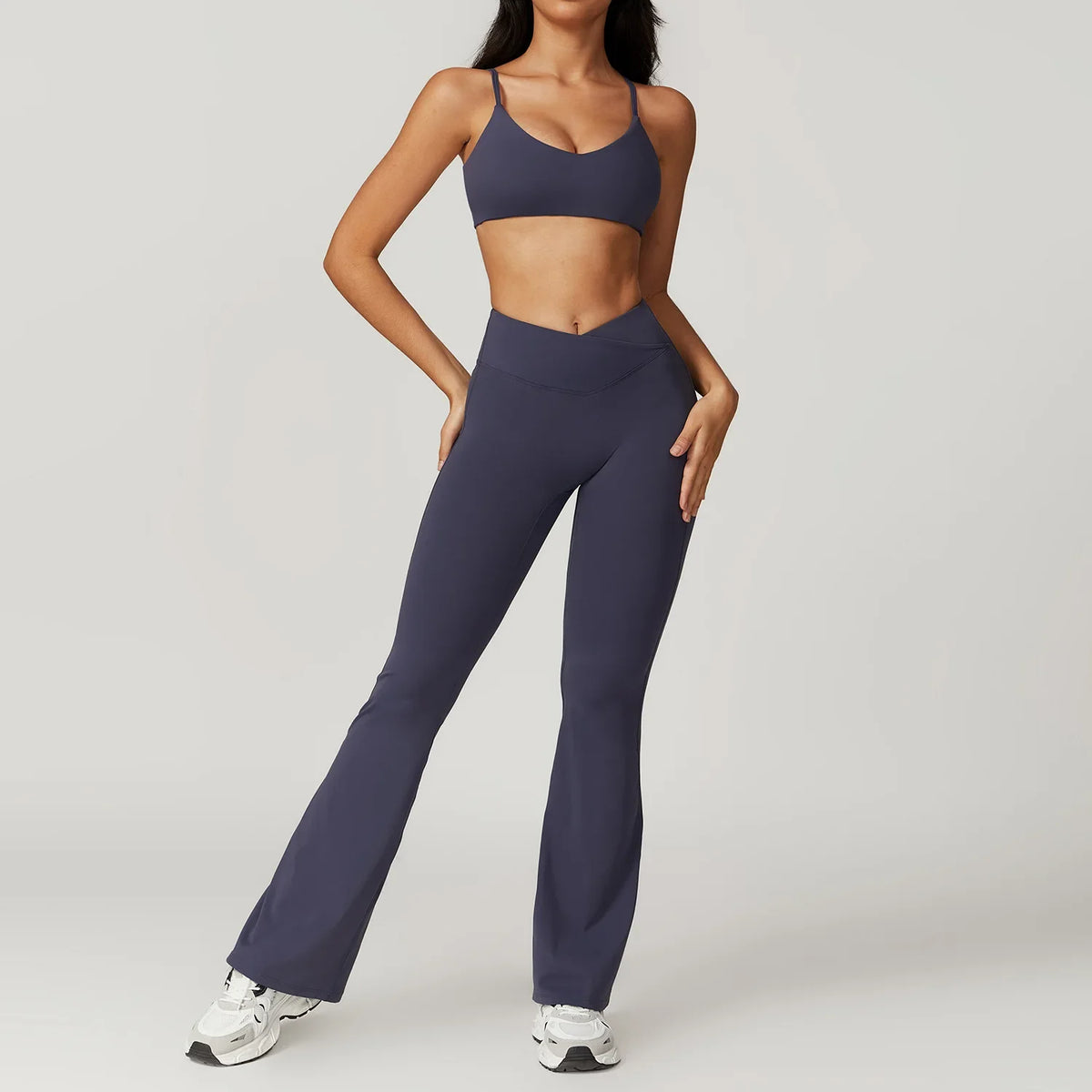 Women's Yoga Sets with Sports Bra or Crop Top and Shorts or Flared Pants