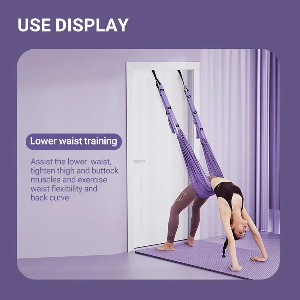 Adjustable Aerial Yoga Sling with Door Anchors and Carry Bag