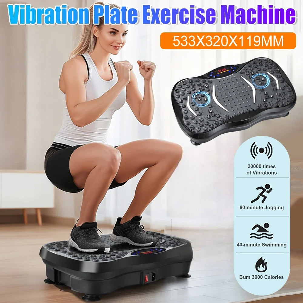 Bluetooth Vibration Plate Exercise Machine with Textured Foot Platform