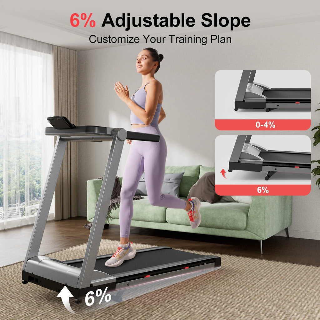 Folding Treadmill, Up to 10 mph, 6% Incline and Bluetooth