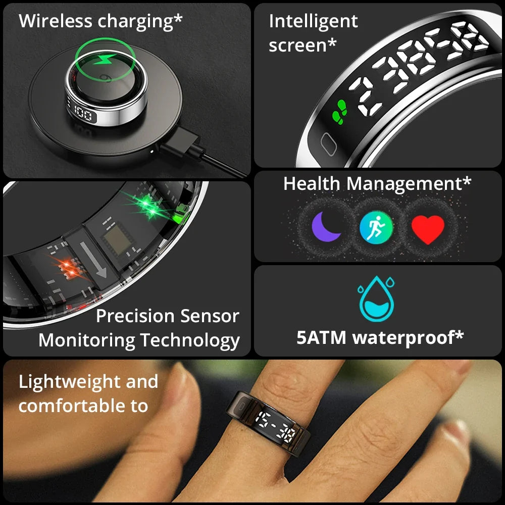 Smart Ring with OLED Display, Sleep and Activity Tracking