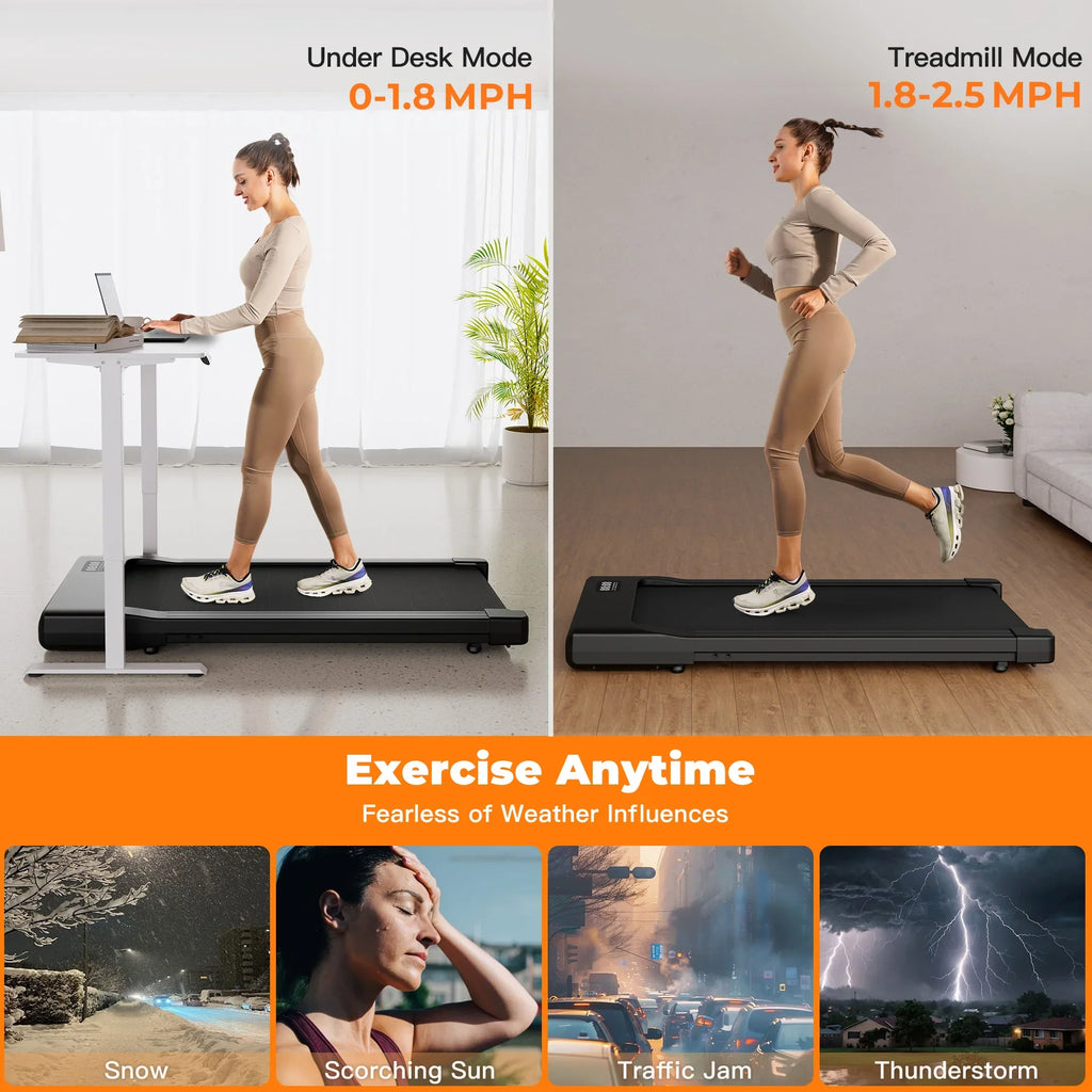 Under Desk Walking Pad Treadmill, Up to 2.5 mph, LED Display and Remote
