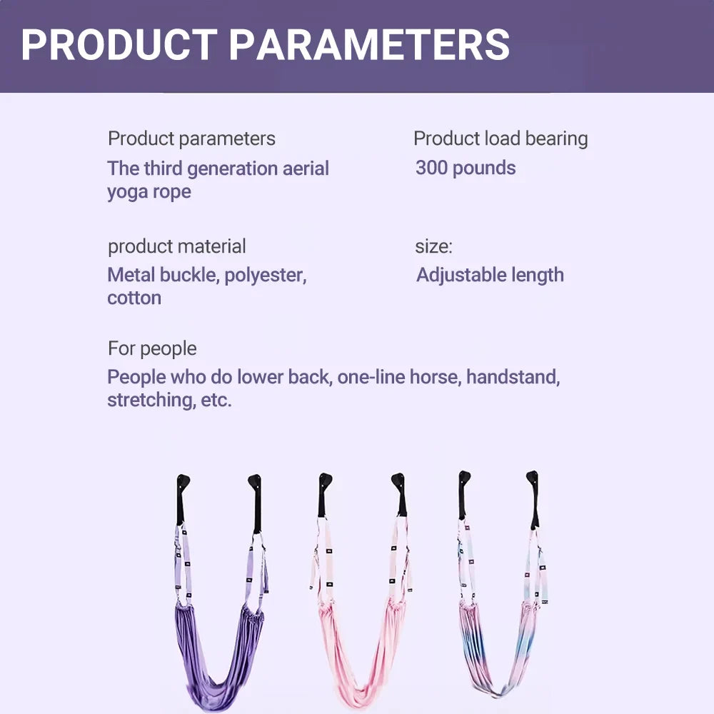 Adjustable Aerial Yoga Sling with Door Anchors and Carry Bag