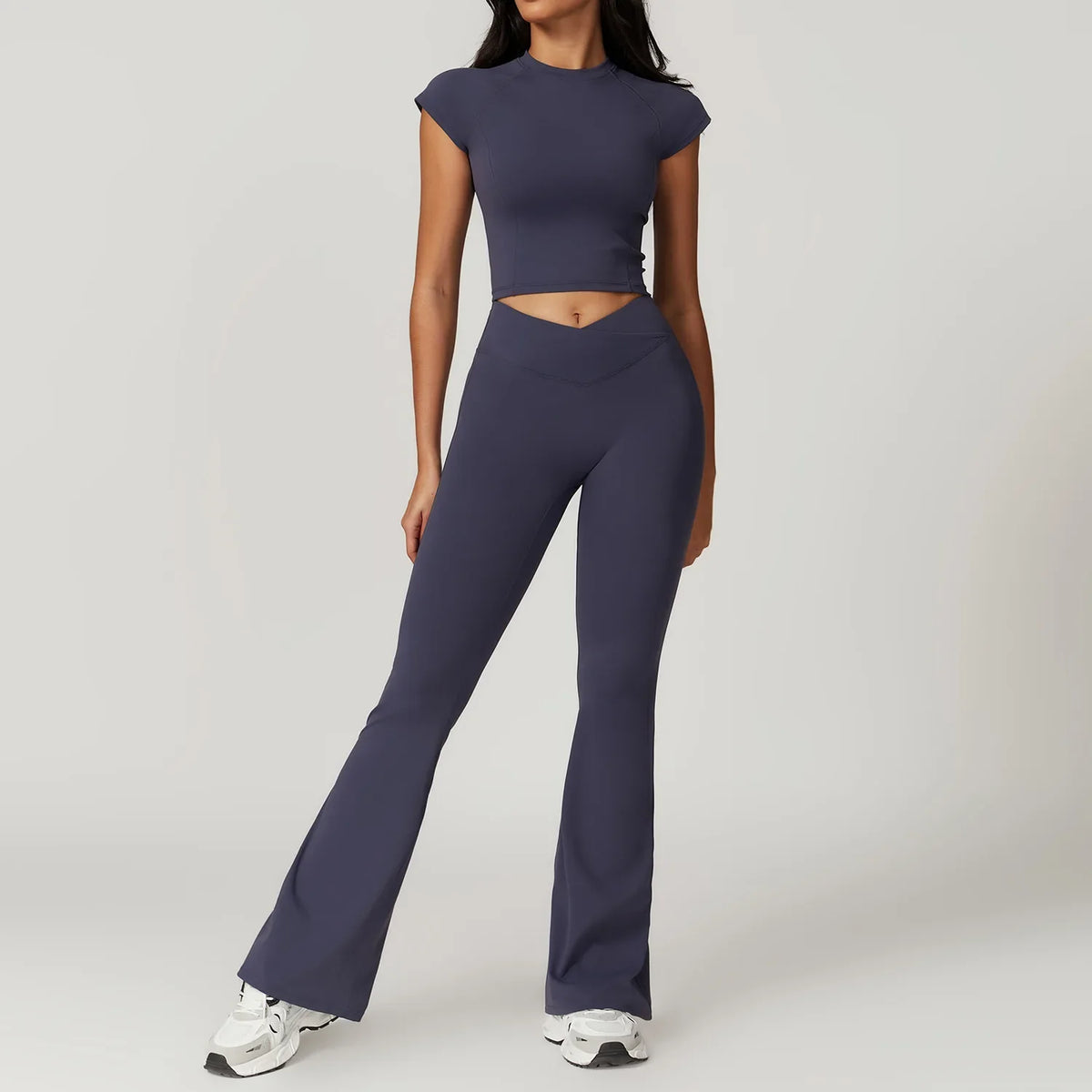 Women's Yoga Sets with Sports Bra or Crop Top and Shorts or Flared Pants