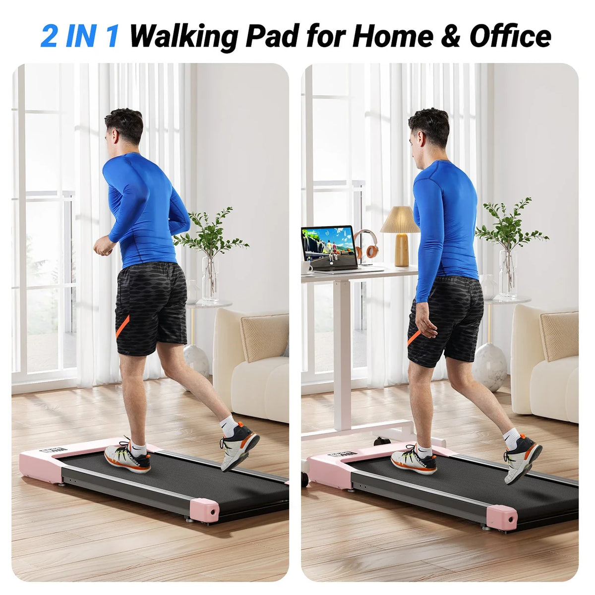 Under Desk Walking Pad Treadmill, Up to 2.5 mph, LED Display and Remote