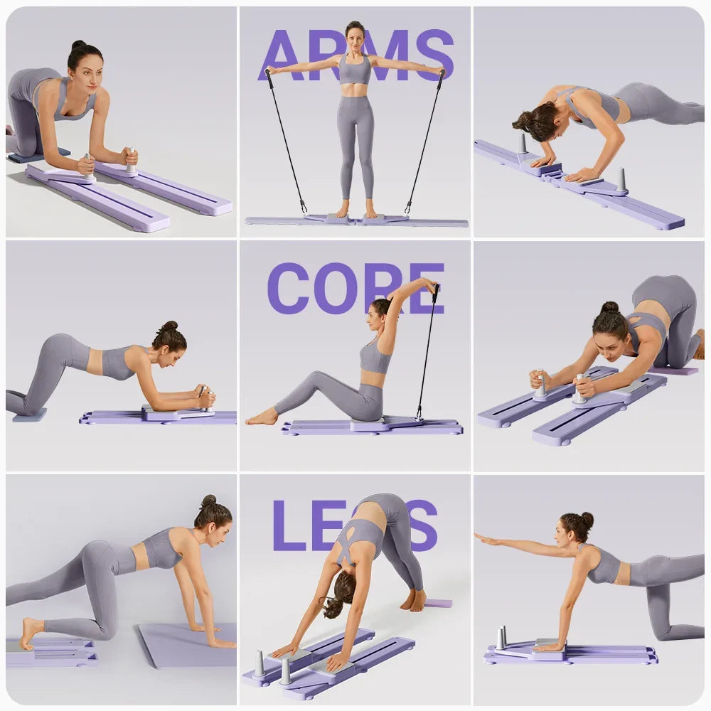 Sliding Ab Workout Board and Leg Trainer with Resistance Bands and Knee Pads