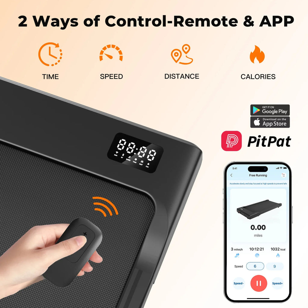 Under Desk Walking Pad Treadmill, Up to 2.5 mph, LED Display and Remote