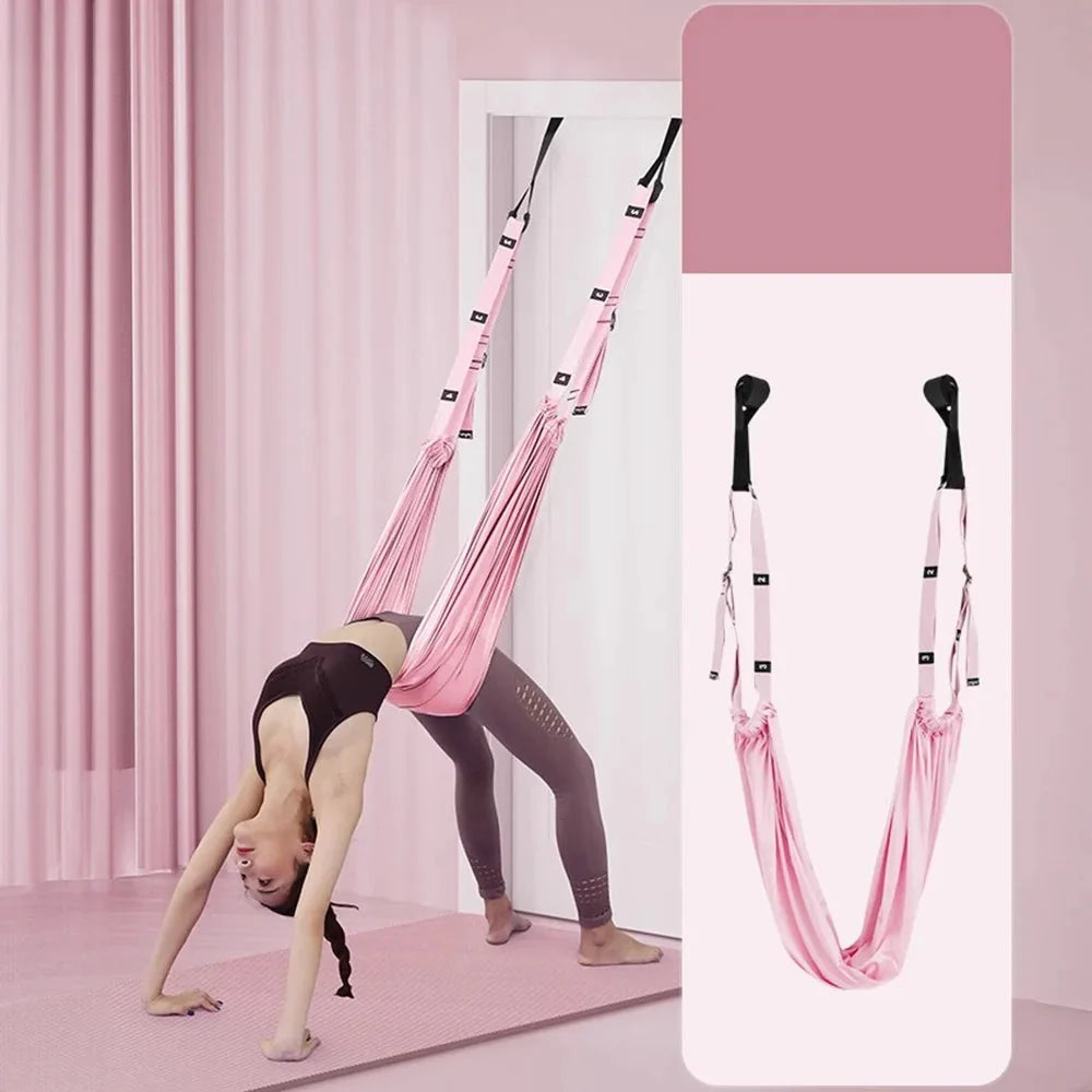 Adjustable Aerial Yoga Sling with Door Anchors and Carry Bag