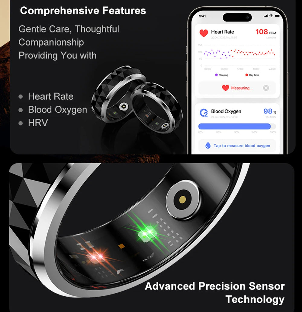 Smart Ring with Activity and Sleep Tracking, Rotating Spinner and Charging Case