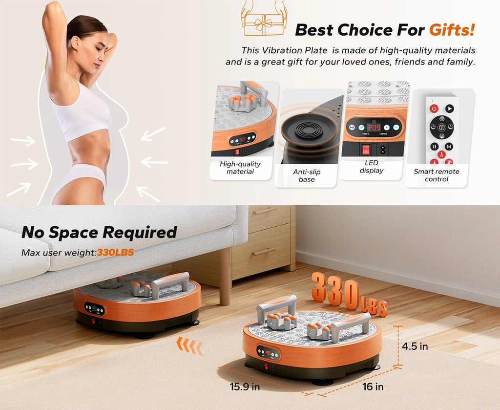 Vibration Plate Exercise Machine with Foot Roller, 99 Speeds, 9 Programs and Remote