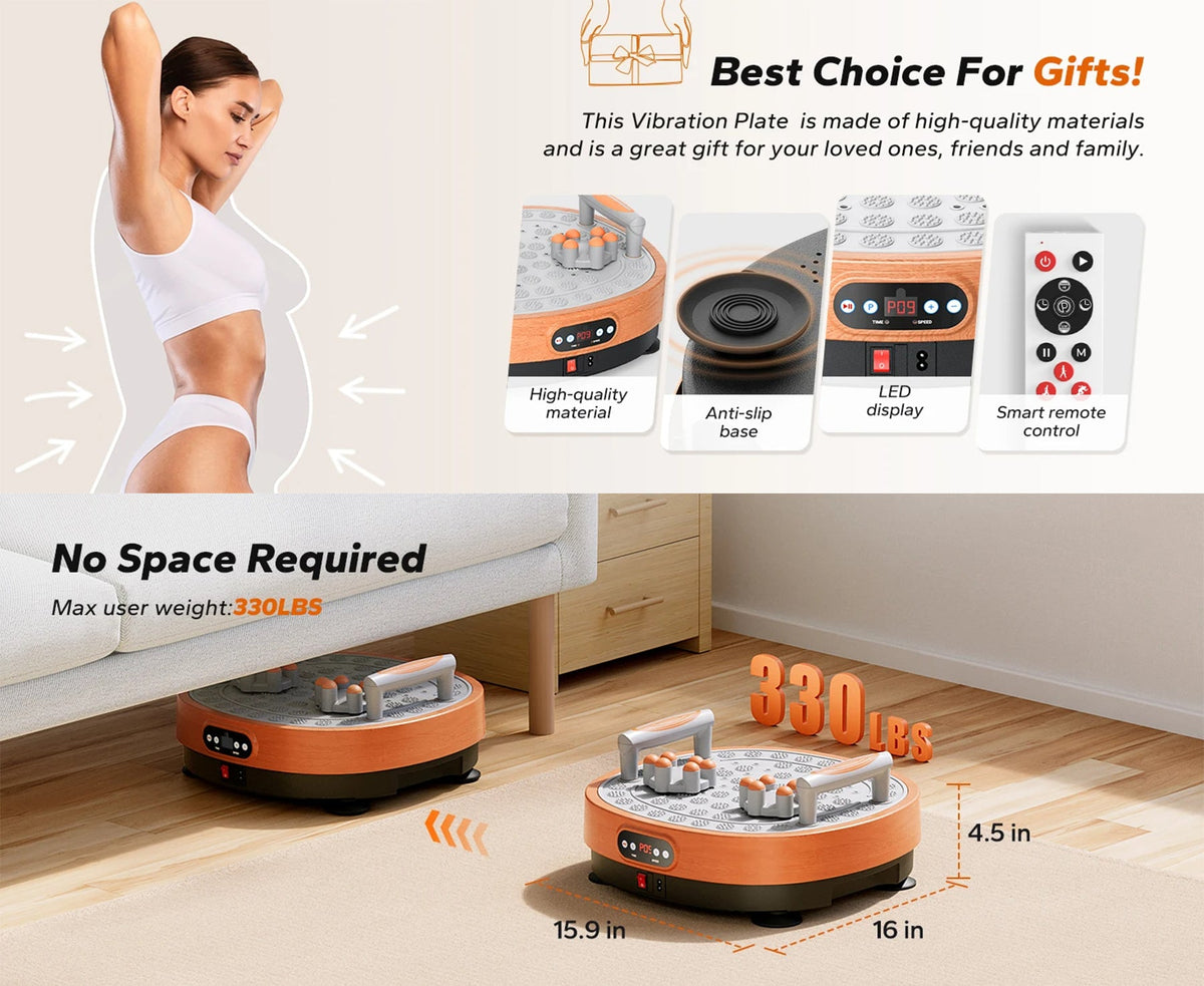 Vibration Plate Exercise Machine with Foot Roller, 99 Speeds, 9 Programs and Remote