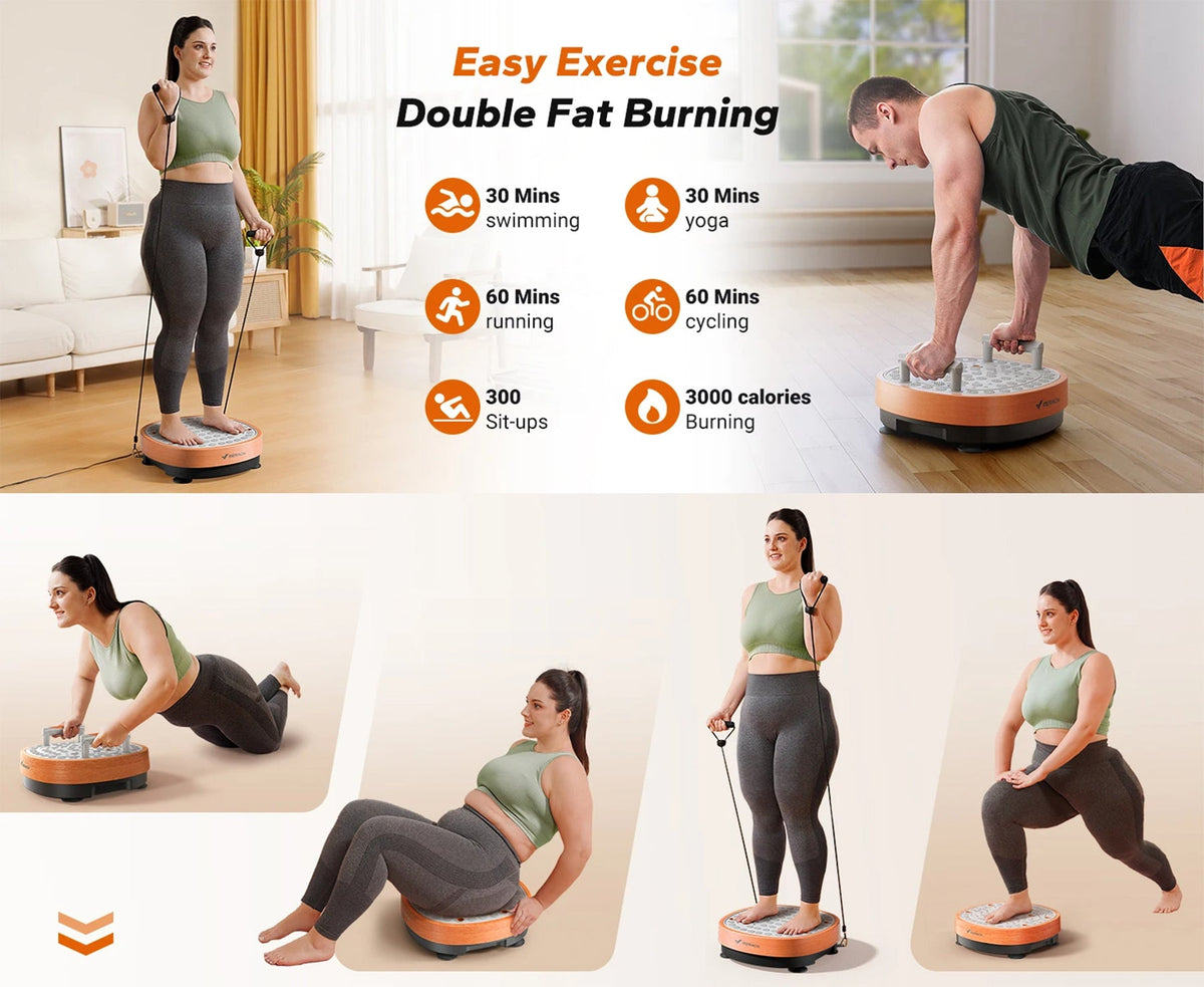Vibration Plate Exercise Machine with Foot Roller, 99 Speeds, 9 Programs and Remote