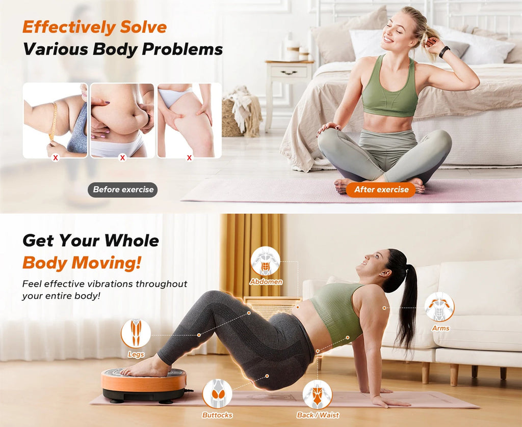 Vibration Plate Exercise Machine with Foot Roller, 99 Speeds, 9 Programs and Remote
