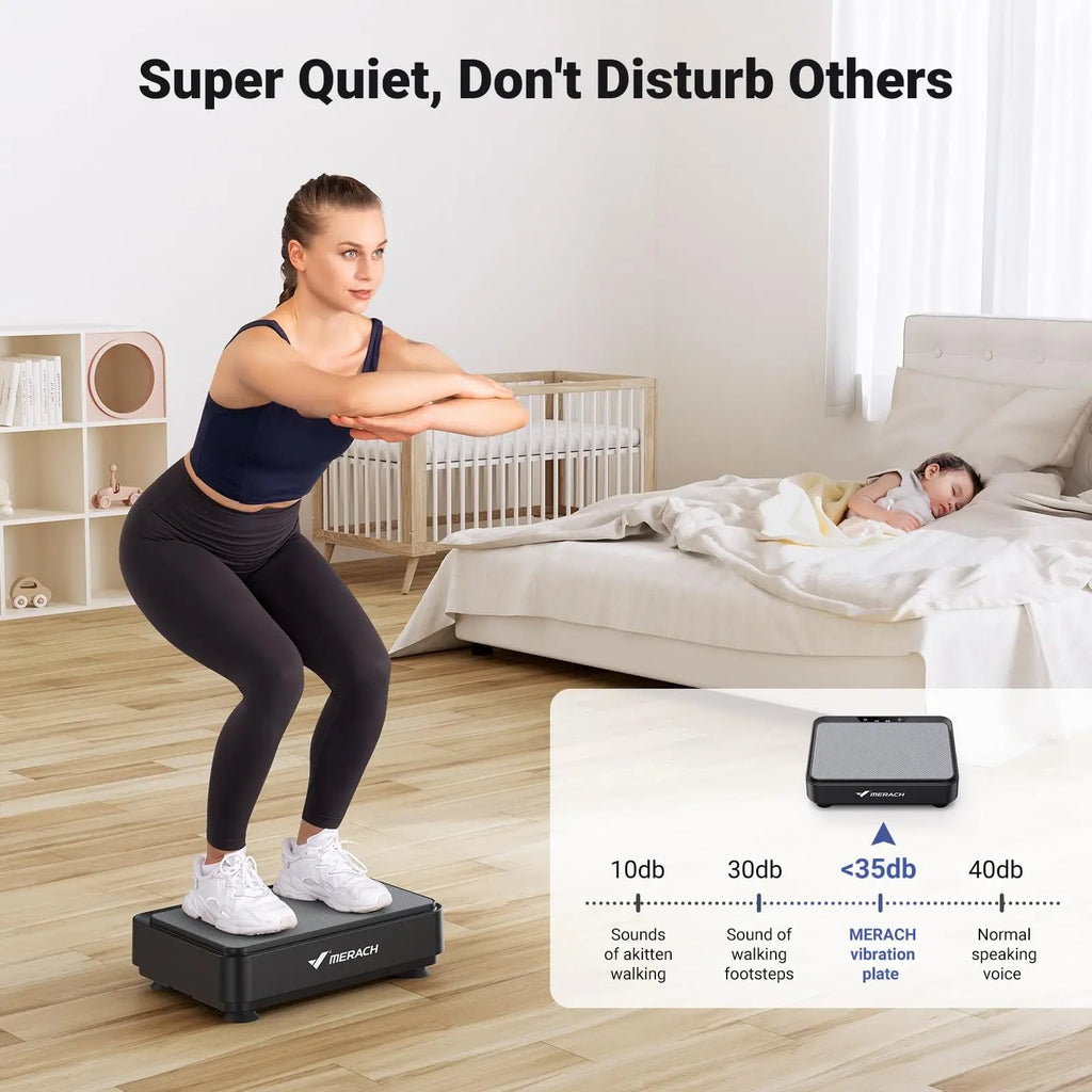 Mini Vibration Plate Exercise Machine, 99 Speeds, 9 Programs, Remote and Resistance Bands