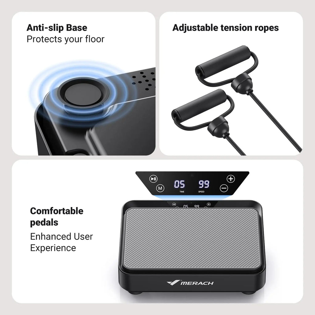 Mini Vibration Plate Exercise Machine, 99 Speeds, 9 Programs, Remote and Resistance Bands