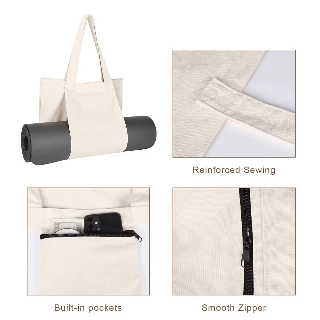 Canvas Yoga Mat Bag with Adjustable Shoulder Strap