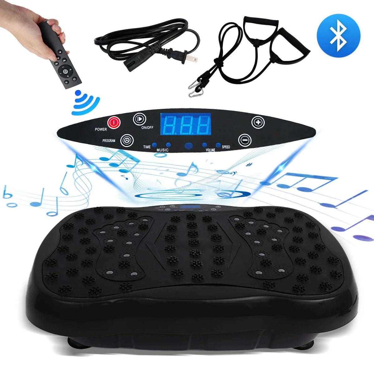 Dual-Motor Vibration Plate Exercise Machine, 120 Speeds with Resistance Bands
