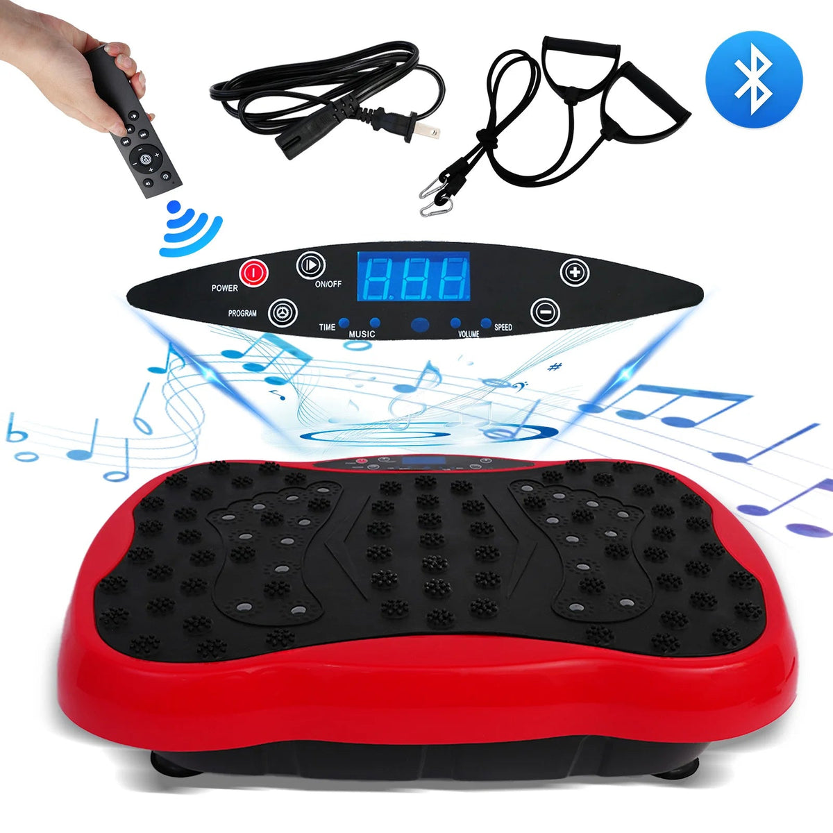 Dual-Motor Vibration Plate Exercise Machine, 120 Speeds with Resistance Bands