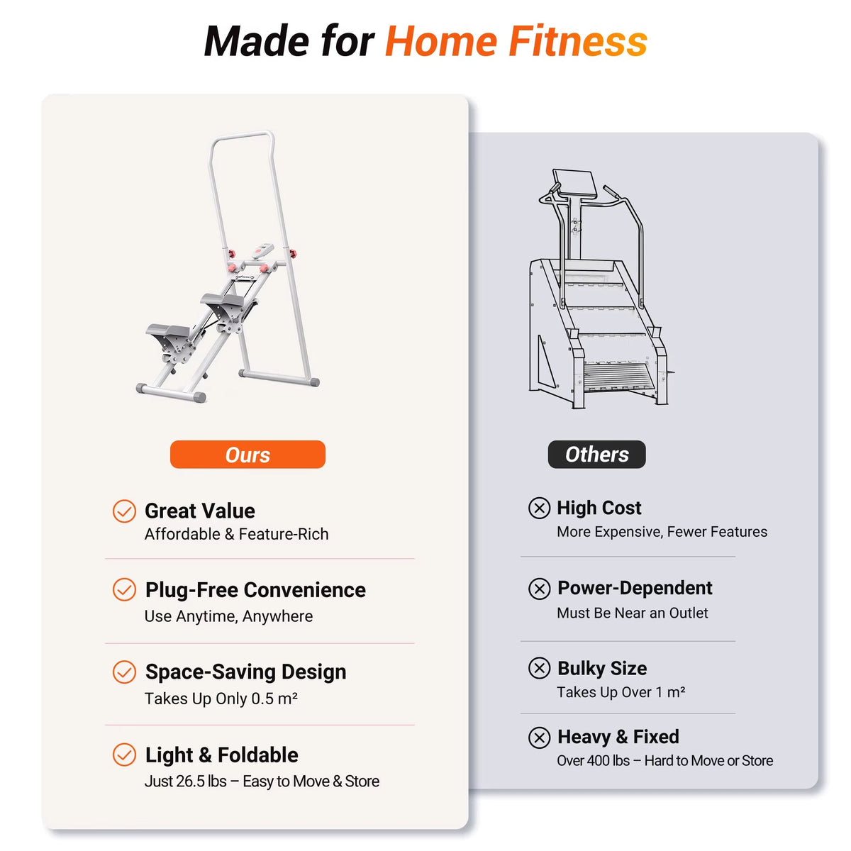 Foldable Vertical Climber Machine with Adjustable Handlebars and LCD Monitor