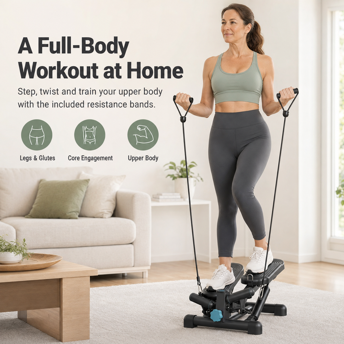Mini Twist Stepper Machine with Hydraulic Resistance and LCD Monitor