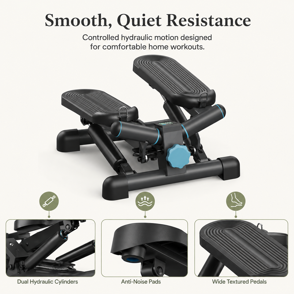 Mini Twist Stepper Machine with Hydraulic Resistance and LCD Monitor