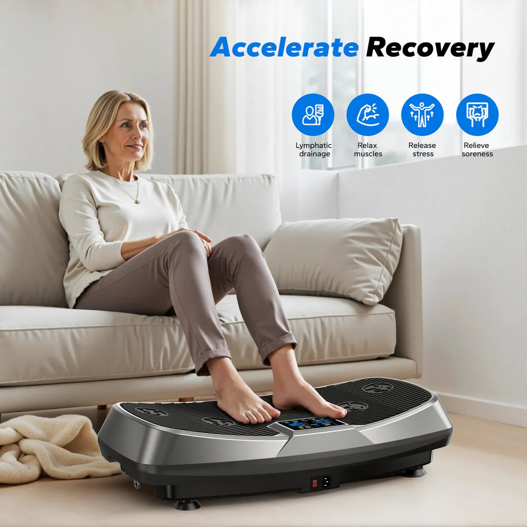 3D Vibration Plate Exercise Machine, 30 Speeds, 3 Movement Modes and Resistance Bands