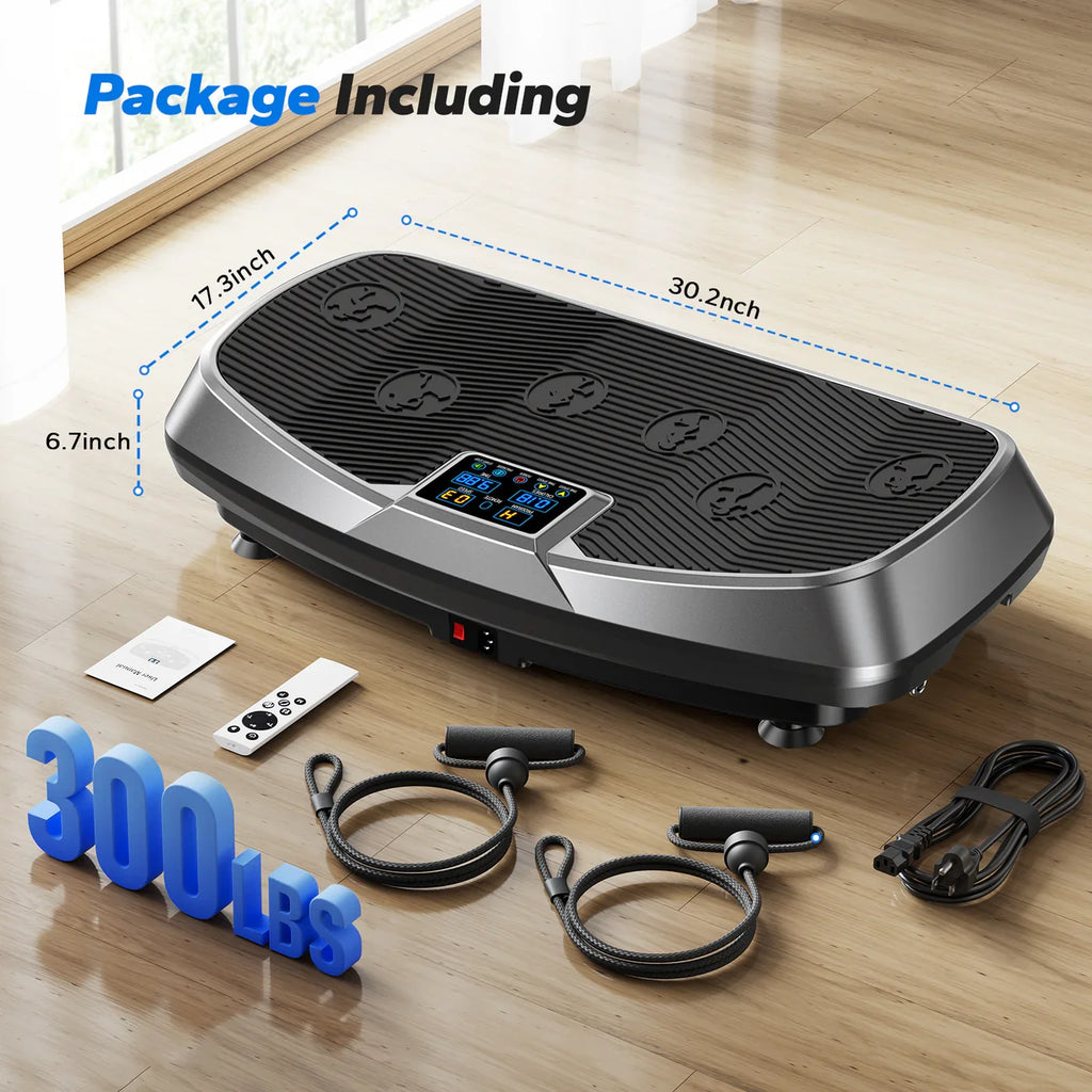 3D Vibration Plate Exercise Machine, 30 Speeds, 3 Movement Modes and Resistance Bands