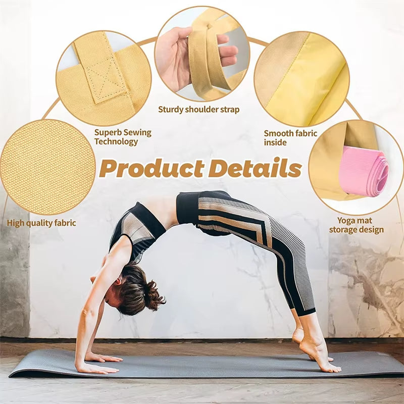 Canvas Yoga Mat Bag with Adjustable Shoulder Strap